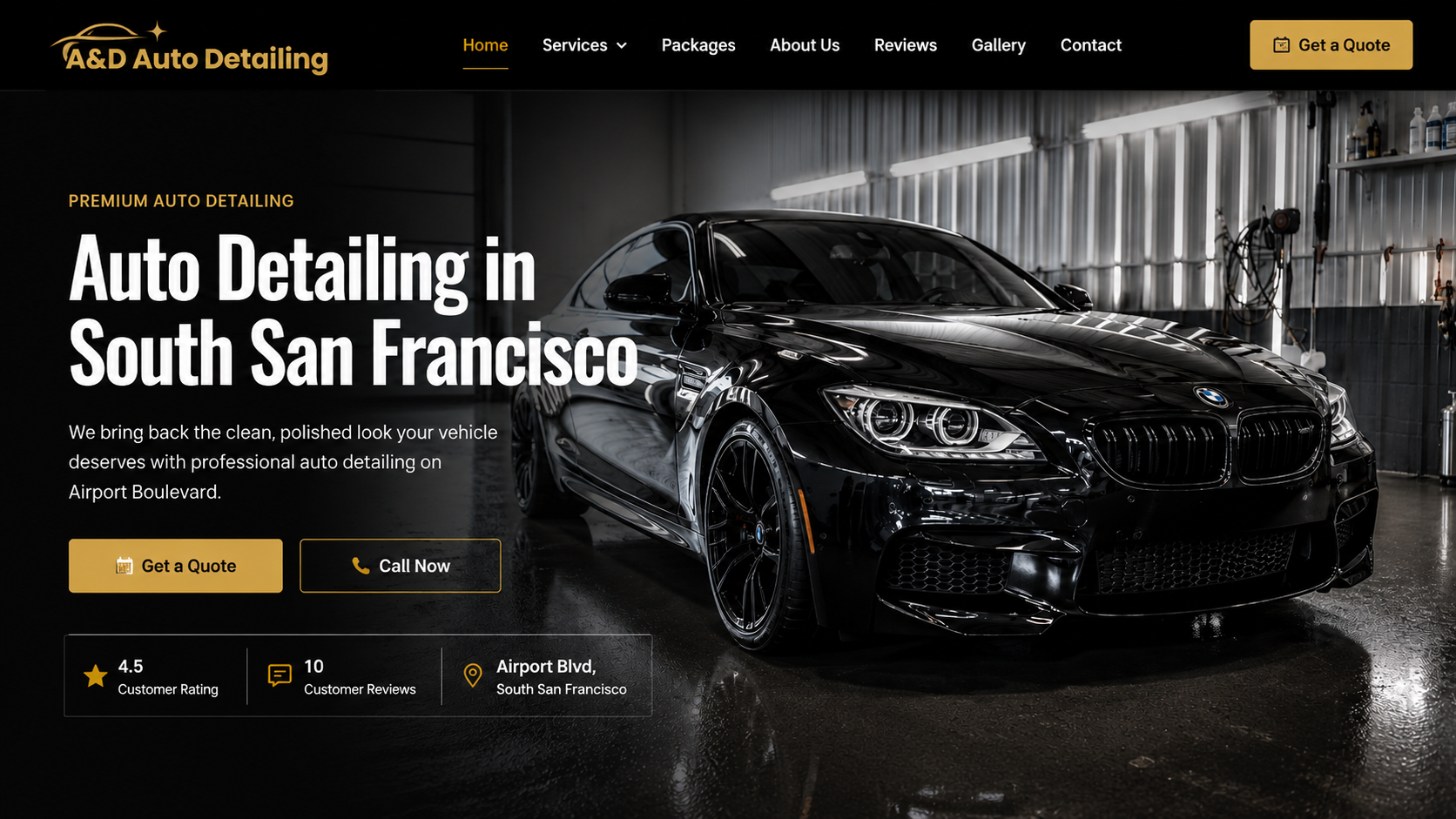 Modern auto detailing website makeover example